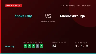 Stoke City host promotion rivals Middlesbrough looking to close the gap at the top of the Championship table